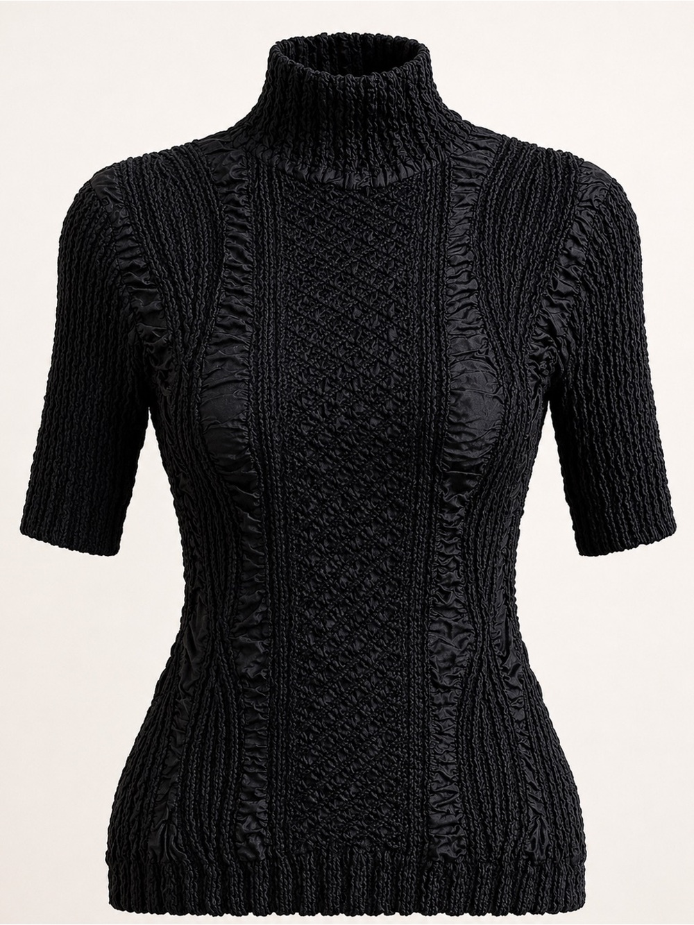 Yoshiki Hishinuma Black Pleated Textured Sculptural Top Japanese Designer